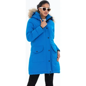 G-Fox Kadın Uzun Çıkarılabilir Kürk Kapşonlu Dolgulu Rüzgara Dayanıklı Su Itici Şişme Mont 8645