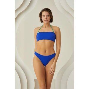 Saks Mavi Sırttan Bağlamalı Straplez Tek Üst Bikini