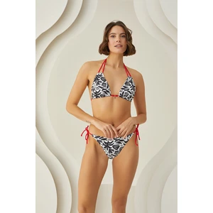 Nbb Siyah Beyaz Leaf Pattern Üçgen Bikini Takım