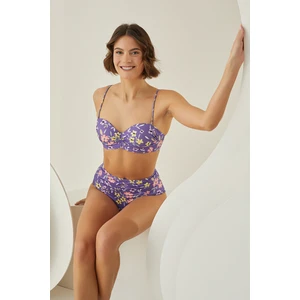 Renkli Bloom Lotus Straplez Tek Üst Bikini