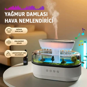 Yağmur Damlası Hava Nemlendirici - Aromaterapi Difüzör - 7 Renk Rgb - Dinlendirici Sesler - Sessiz Çalışma - Damlama Sesi - Otomatik Kapanma