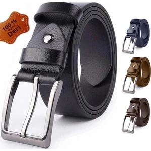 Hakiki Deri Kot Kumaş Kanvas Pantolona Uyumlu Kemer