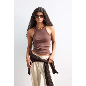Slim Fit Dar Kesim Bisiklet Yaka Fitilli Kaşkorse Atlet F4994AX25AU