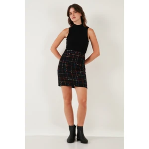 Tüvit Desenli Slim Fit Yüksek Bel Mini Boy Etek Bayan Etek 5866436