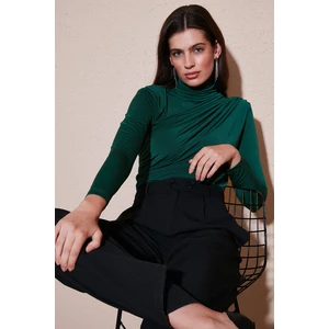 Streç Büzgü Detaylı Slim Fit Dik Yaka Bluz Bayan Bluz 669925