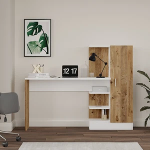 Wose Kitaplıklı Çalışma Masası, Çocuk Çalışma Masası Atlantik Çam Beyaz Wos2-Aw