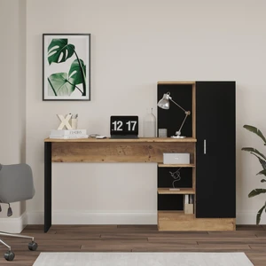 Wose Kitaplıklı Çalışma Masası Atlantik Çam Siyah Çocuk Çalışma Masası Wos2-Ab