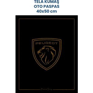 Tela Kumaş Suya Dayanıklı 40X50CM Peugeot 50 Adet Oto Paspas Siyah Altın Rengi Baskı (Kağıt Değil)