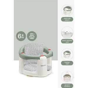 Babyjem Önden Açılır Banyove Mama Oturağı ve Minderi Soft Yeşil - 2'Li Set