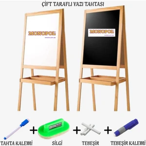 Çift Taraflı Yazı Tahtası 1 Adet 55x45 cm Ahşap Malzeme ile 2-9 Yaş Arası Çocuklar İçin