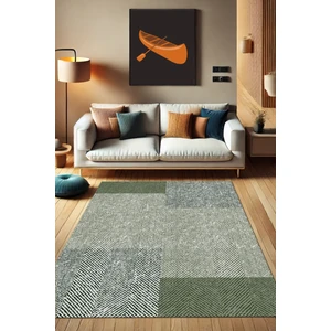 The Reef Design Goemetrik Dikdörtgen Desenli Halı Balıksırtı Kırçıllı Halı Yeşil Halı Genç Odası Halısı Oturma Odası Halısı