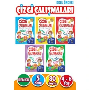 Harika Çocuk Yayınları 4-6 Yaş  Okul Öncesi Çizgi Çalışmaları Seti (5 Kitap)