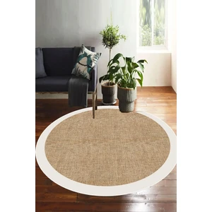 Dijital Kaymaz Yıkanabilir Bej Yuvarlak Salon Halısı Mutfak Halısı Balkon Halısı Koridor Halısı D7024