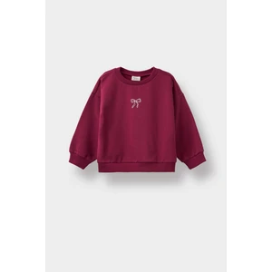 Kız Bebek Bisiklet Yaka İçi Yumuşak Tüylü Baskılı Sweatshirt E8352A525AU