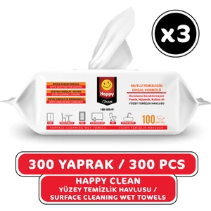 Happy Clean Yüzey Temizleme Havlusu 100 Lü x 3 Adet