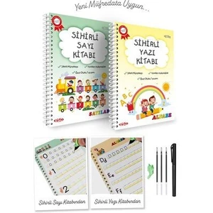 Okul Öncesi Eğitici Kitap Seti: Sihirli Yazı ve Sayı Kitabı (2'li Set) - 3-5 Yaş İçin