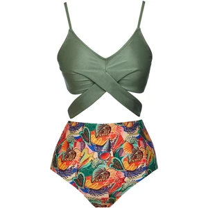 Yüksek Bel Çapraz Bağcıklı Bikini Takım