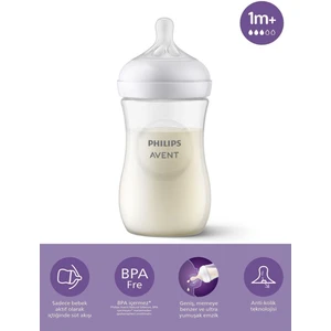 Philips Avent Natural Response PP Biberon 1 Ay+ 260 ml, Tepkili Biberon Emziği SCY903/01