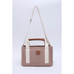 Koyu Vizon SHK138 2 Bölmeli Kanvas Kumaş Ayarlanabilir Askılı Fermuarlı El, Kol ve Omuz Çantası