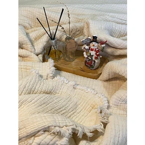 HB&Victory Müslin Mavi 6 Katlı Yorgan %100 Pamuk İvory Renk çift Kişilik 240X220 Cm.