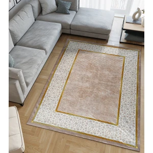 Kadife Dokulu, Lastikli, Sünger Apreli, Kaymaz, Yıkanabilir Modern Desenlerde Halı Örtüsü - 6 M2