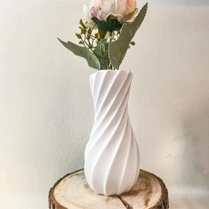 Dekoratif Spiral Dokulu Vazo – Taş Tozu  Modern Tasarım