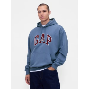 Erkek Mavi Heavyweight Oversized Logo Sweatshirt