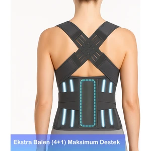 Dik Duruş Korsesi Balen Destekli Sırt Korsesi Kolonlu Bel Destek Korsesi Dik Durma Korsesi Siyah