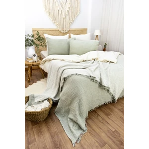 HB&Victory Müslin Tek Kişilik 4 Katlı %100 Pamuk Çağla Yeşili Renk Yatak Örtüsü 160X230 Cm.