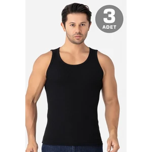 Erkek Siyah Fitilli Kaşkorse Atlet 3'lü Paket Esnek ve Yumuşak Kumaş