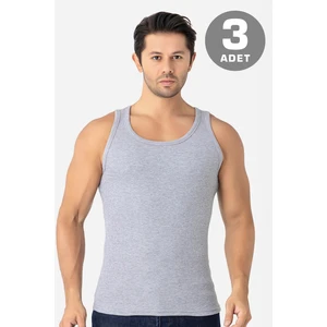 Erkek Gri Fitilli Kaşkorse Atlet 3'lü Paket Esnek ve Yumuşak Kumaş