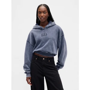 Kadın Lacivert Gap Logo Vintagesoft Crop Fleece Sweatshirt
