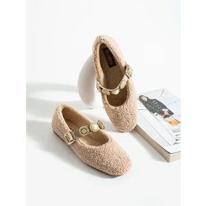 Kadın Peluş Toka Detay Düz Taban Ev Babet