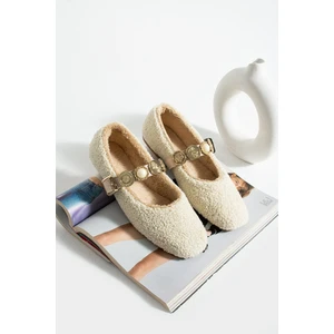 Kadın Peluş Toka Detay Düz Taban Ev Babet