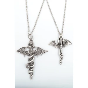 2'li Kılıç Yarasa Yılan - Ejderha Kılıç Gümüş Kaplama Kolye Seti