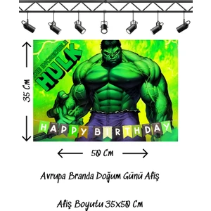 Hulk Yeşil Dev Temalı Doğum Günü Afişi