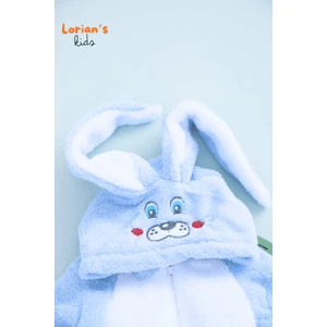Welsoft Erkek Mavi Tavşan Yumuşak Peluş Fermuarlı Bebek Tulumu - 1 Yaş