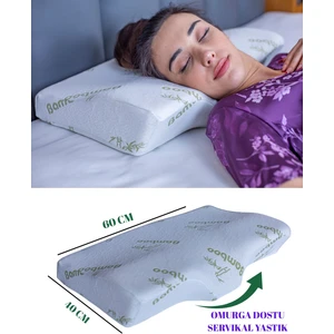 Servikal Yastık Boyun Fıtığı Boyun Düzleşmesi Için Ortopedik Boyun Yastığı Omuz Destekleyici Visco YASTIK60*40*11 cm