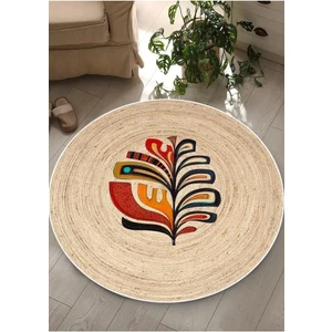 Dijital Kaymaz Yıkanabilir Jüt Görünümlü Modern Yuvarlak Salon Halısı Mutfak Halısı Koridor Halısı D4150