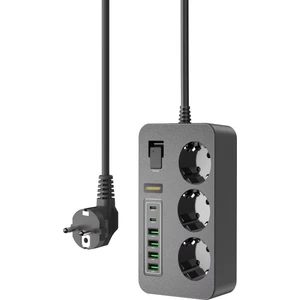 3'lü Akım Korumalı Grup Priz - Çocuk Korumalı 4usb 2 Type-C Portlu