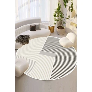 Dijital Kaymaz Yıkanabilir Çizgili Yuvarlak Salon Halısı Mutfak Halısı Koridor Halısı Balkon Halısı D4256