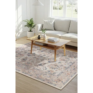 Relic Krem Vintage Dokulu Klasik Desenli Dokuma Tabanlı Şönil Halı Al 512