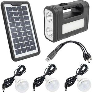 Powermaster GD-8017T Solar Panelli 3 Ampullü Solar Aydınlatma Sistemi