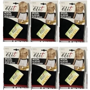 Tutku Elit 6'lı Paket 1252 Erkek Modal Elastan Likralı Boxer Koyu Renkli