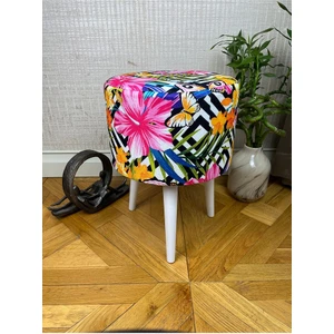 Pembe Çiçekli Puf Oturak Bench Tabure Koltuk