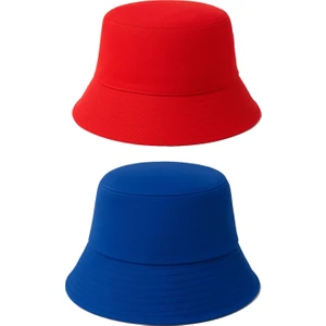 Ikili Yazlık Kumaş Kova Şapka, Erkek Kadın Düz Balıkçı Bucket Şapka, Unisex