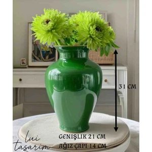 Iskandinav Tarz Cam Xl 31 cm Linda Yeşil Vazo