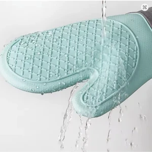 Wiforte Kalın Silikon Mutfak Eldiveni – Isı Yalıtımlı, Kaymaz, Barbekü, Fırın ve Izgara Eldiveni (Mavi & Pembe)