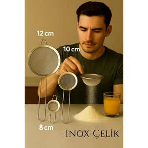 Inox Süzgeç Seti - 3 Boy Çok Amaçlı Süzgeç 304 Çelik Profesyoneller Için 722027