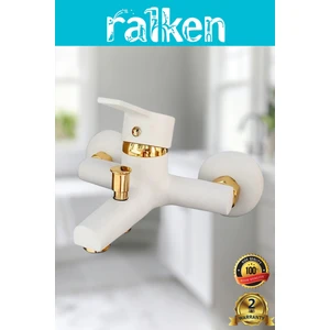 Beyaz Gold Altın Banyo Duş Bataryası Musluğu - %100 Pirinç, Paslanmaz, Ağır Gövde